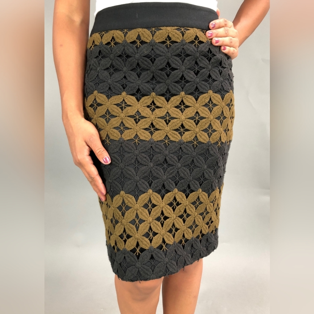 Ann Taylor Loft Pencil Skirt with Crochet Overlay